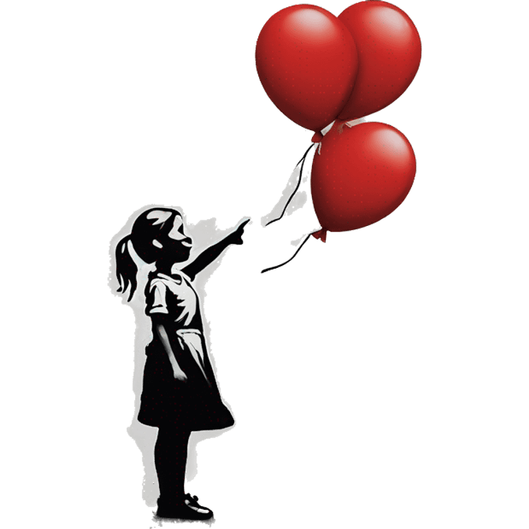 girl with red balloon banksy painting emoji