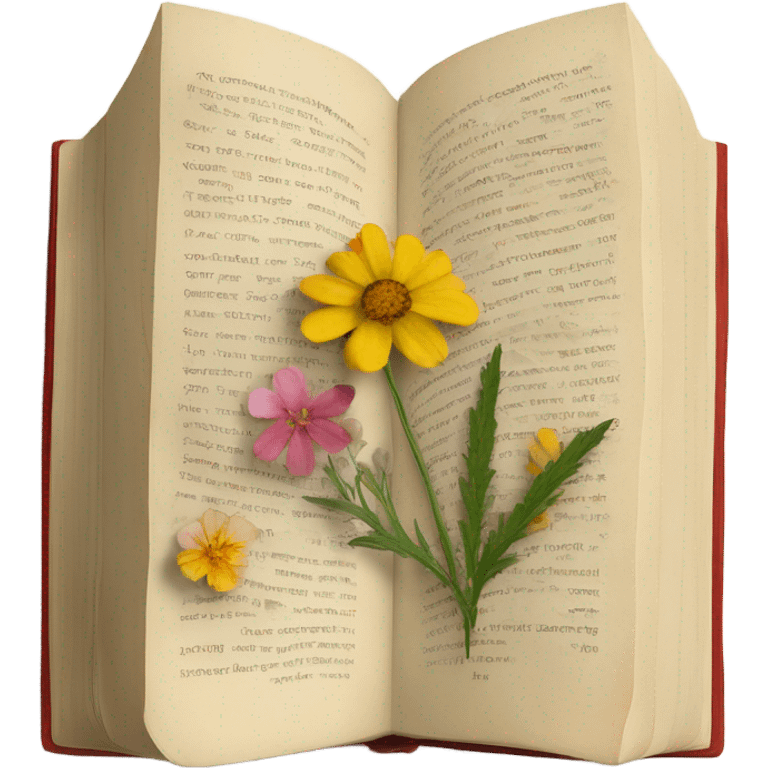 book with some pressed flowers on the pages realistic flowers pressing emoji