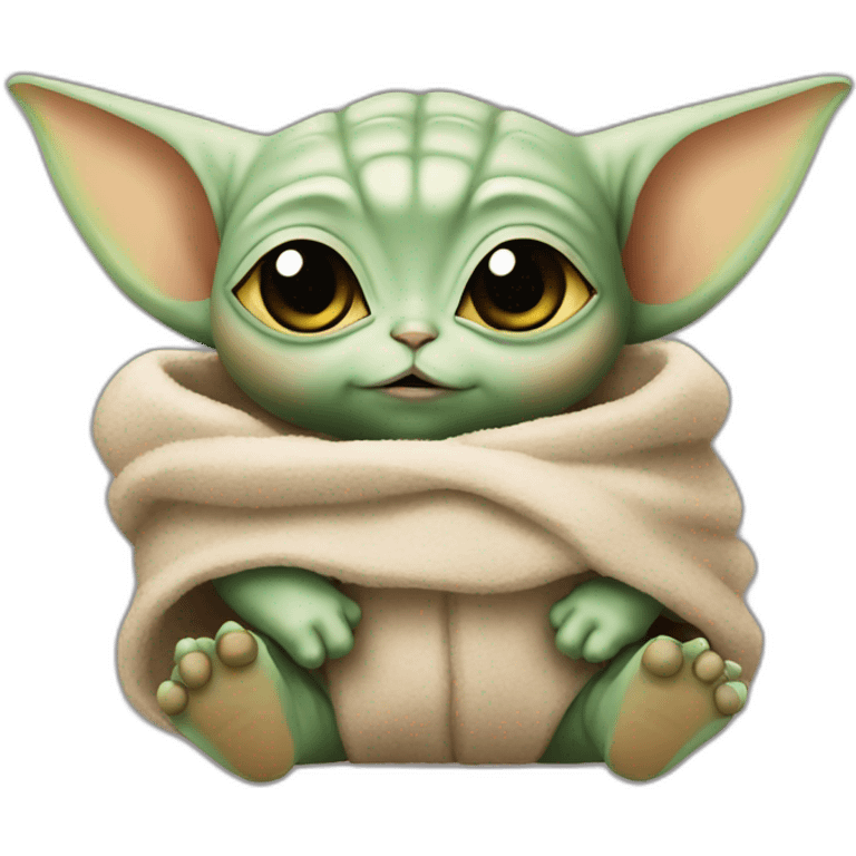 baby yoda with calico cat emoji