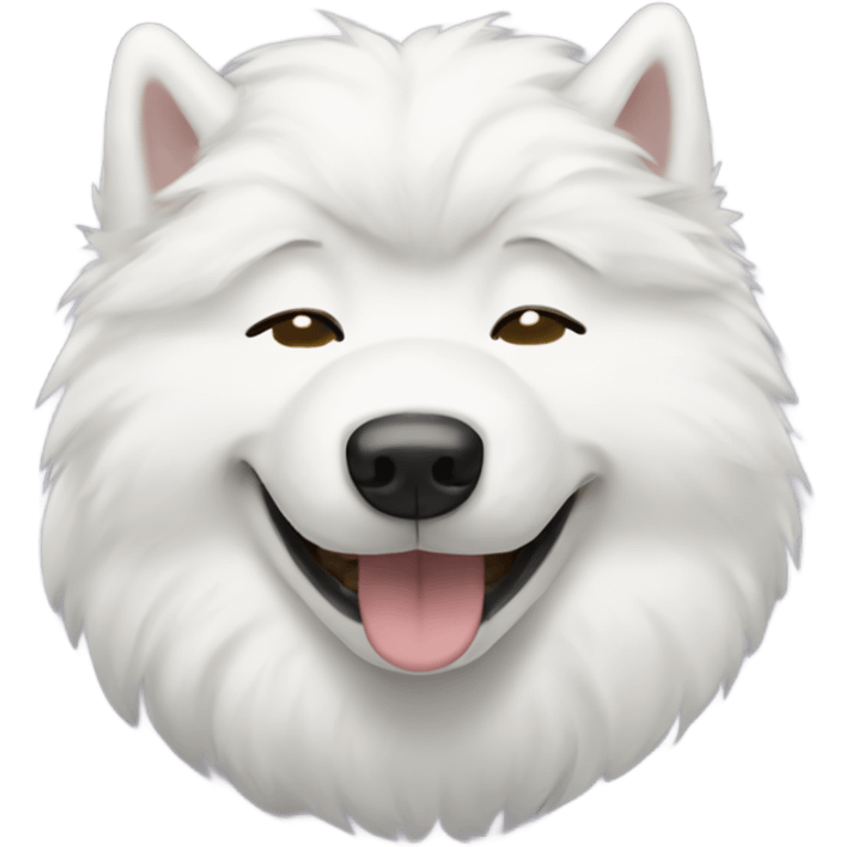 happy  derpy samoyed with eyes shut emoji