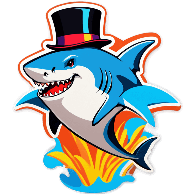 Shark with a top hat emoji