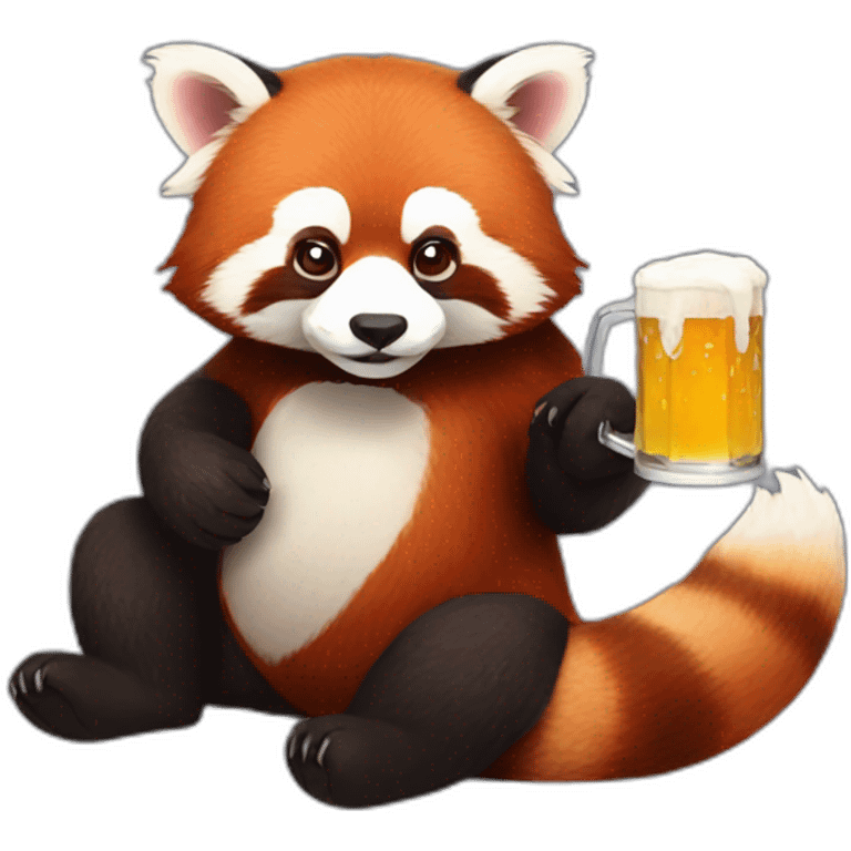 red panda drinking beer emoji