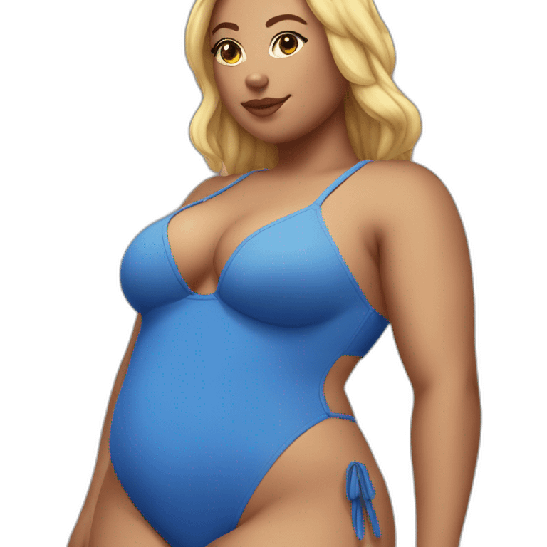 Slim-Thicc caucasian woman swimsuit posing emoji