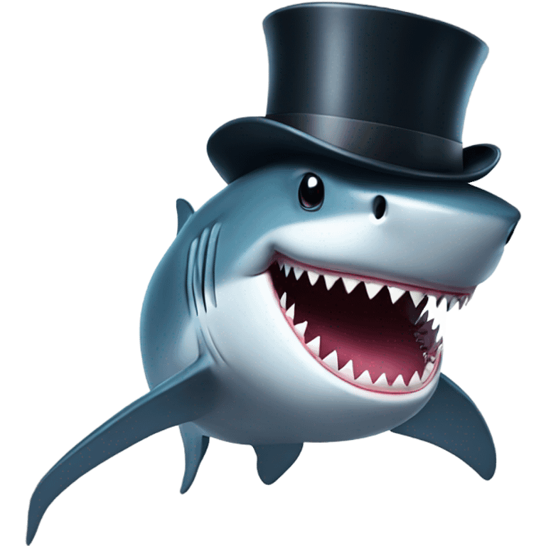 Shark with a top hat emoji