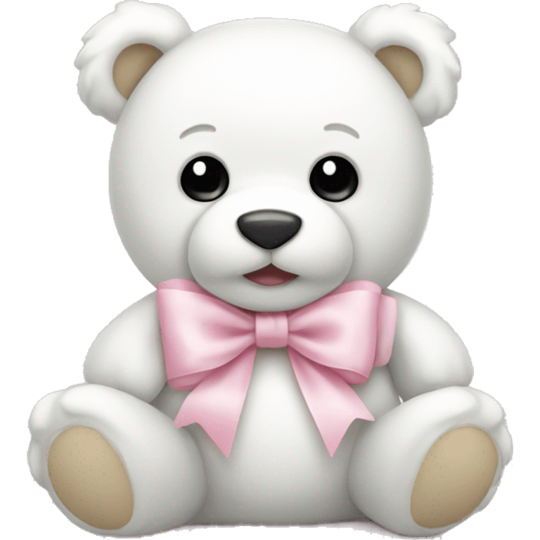 White teddy bear with light pink bow emoji