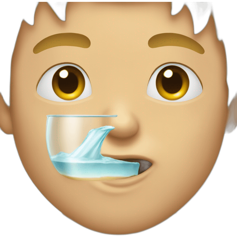 I want someone putting a glass fully in his mouth with the lips around the glass emoji