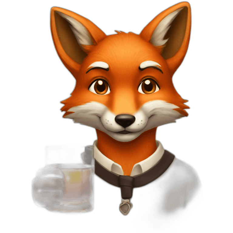 Fox drinking whisky emoji