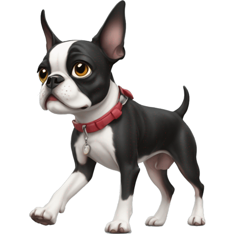 Boston terrier walking like a human emoji