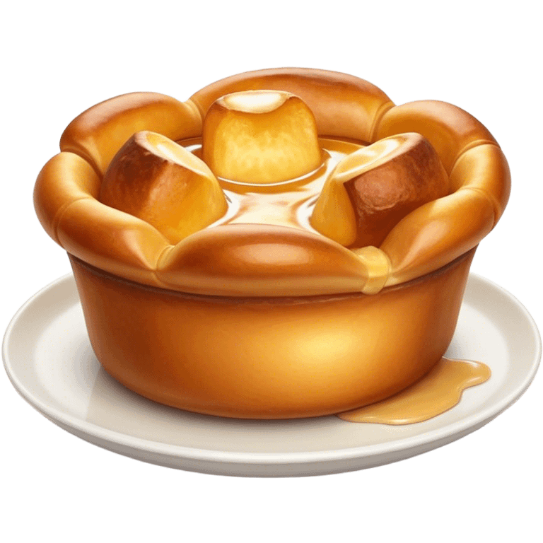 Cinematic Realistic Yorkshire Pudding Dish Emoji, showcasing a light, airy, golden puff with a crispy exterior rendered with lifelike detail and soft natural lighting that accentuates its classic appeal. emoji