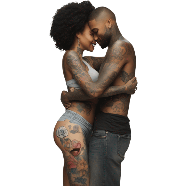 Photo model tattooed couple hugging  emoji