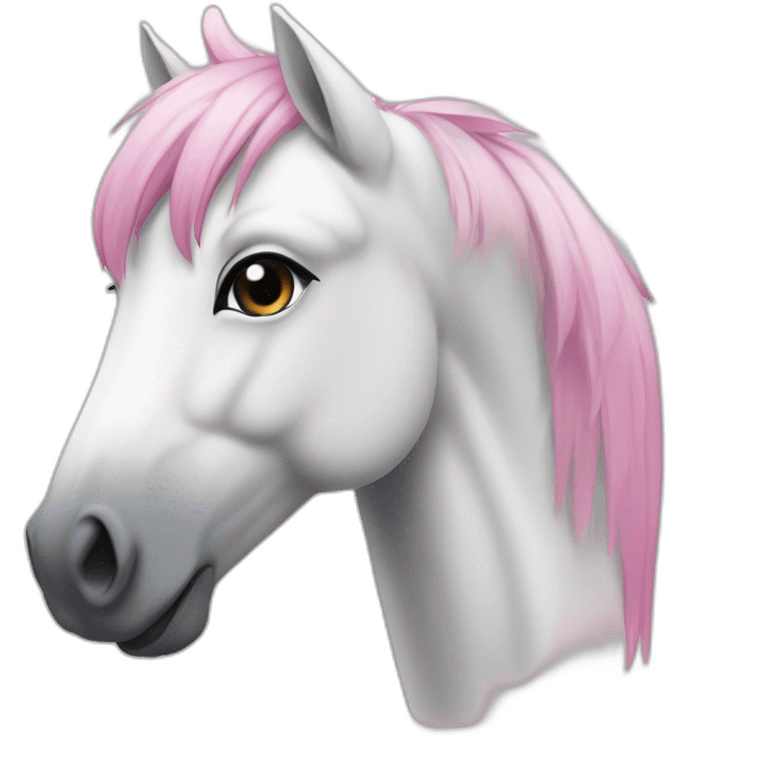 Poney blanc avec le bout du museau rose emoji