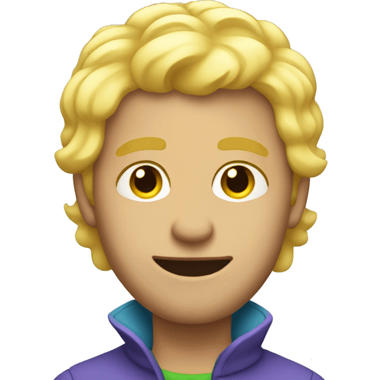 Man with blonde hair under rainbow emoji