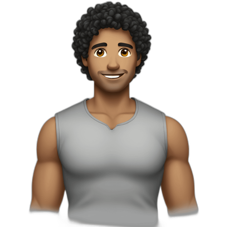 man informal cloth tanned black curly hair emoji