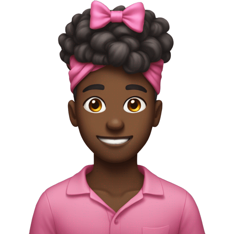 black boy with his tongue out with a pink bow on his hair  emoji