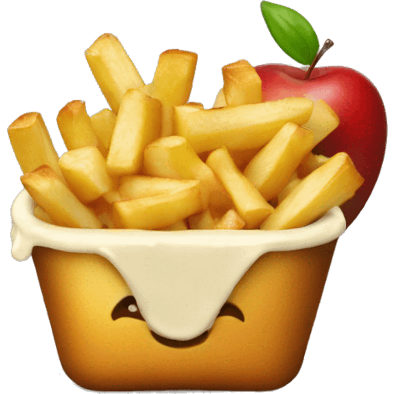 Poutine eat a apple emoji