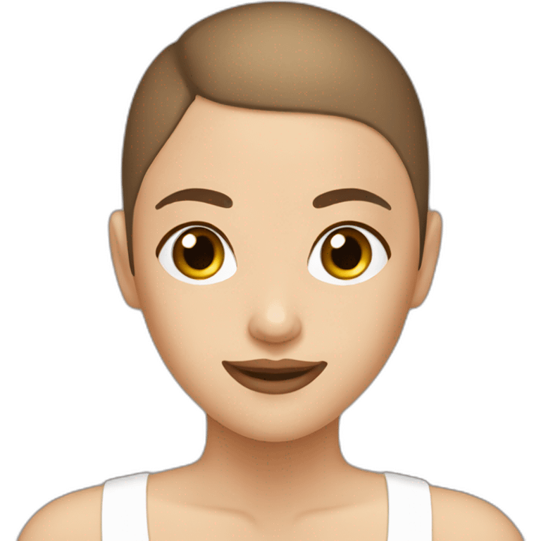 Brown shave head make with white brunet girl emoji