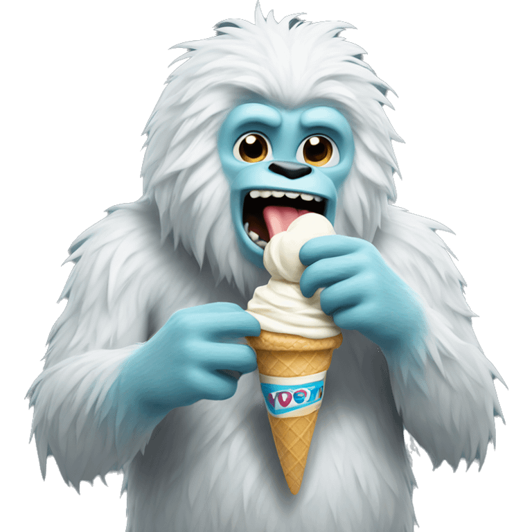 Yeti eating icecream emoji