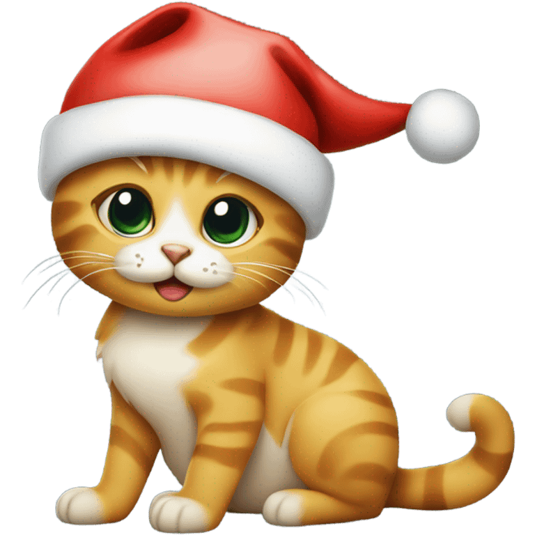 Cute cat with Christmas hat emoji