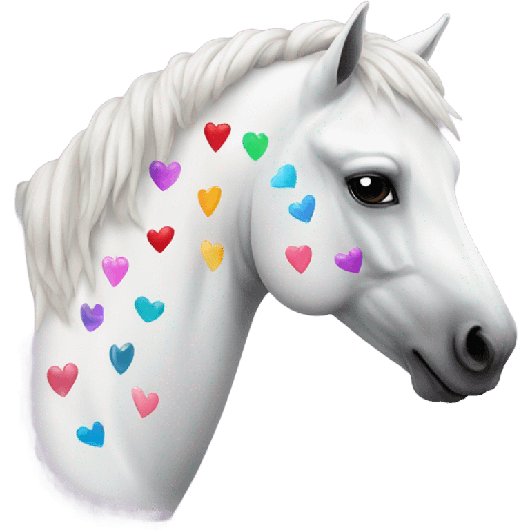 a white horse with hearts  emoji