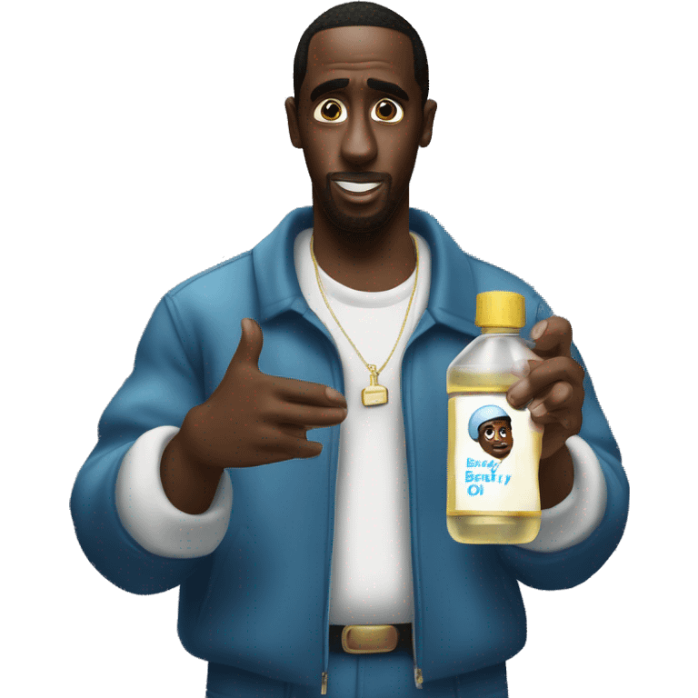 P diddy holding a bottle of baby oil emoji