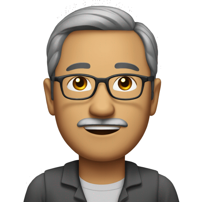 south east asian middle-aged man with glasses, a small moustache and tiny beard only on the chin. full body image emoji