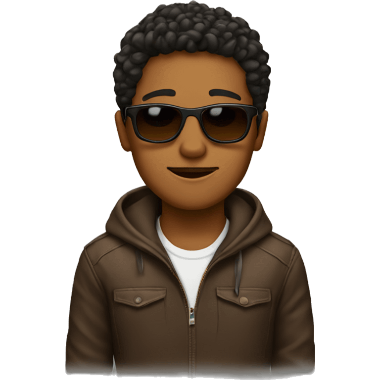 brown boy with sunglasses on emoji