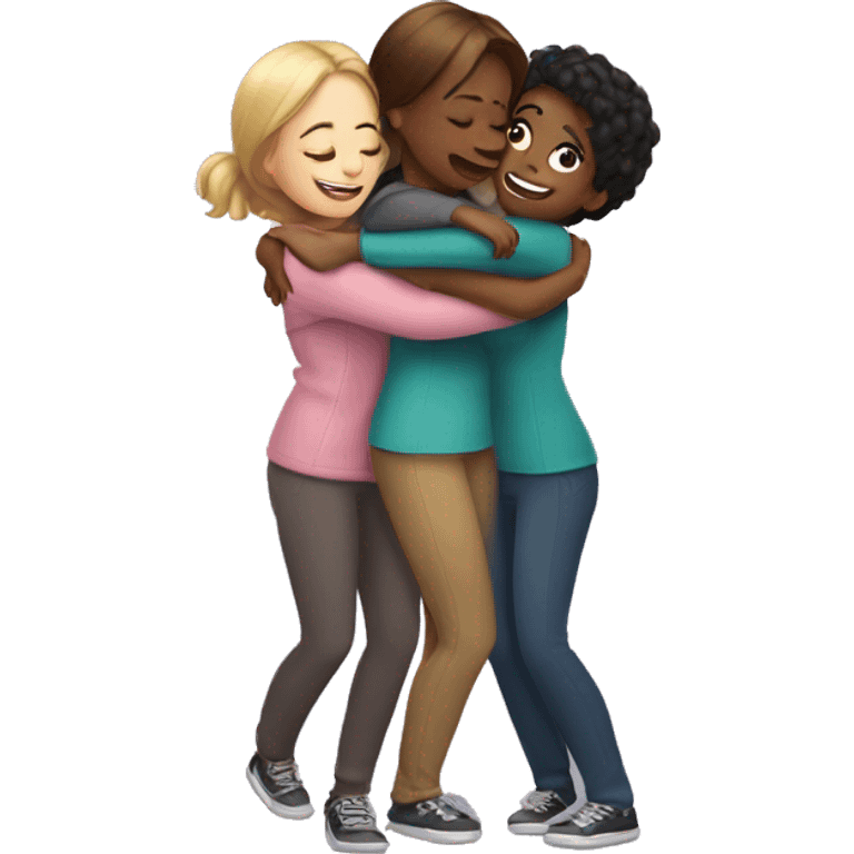 Hug three girlfriends emoji