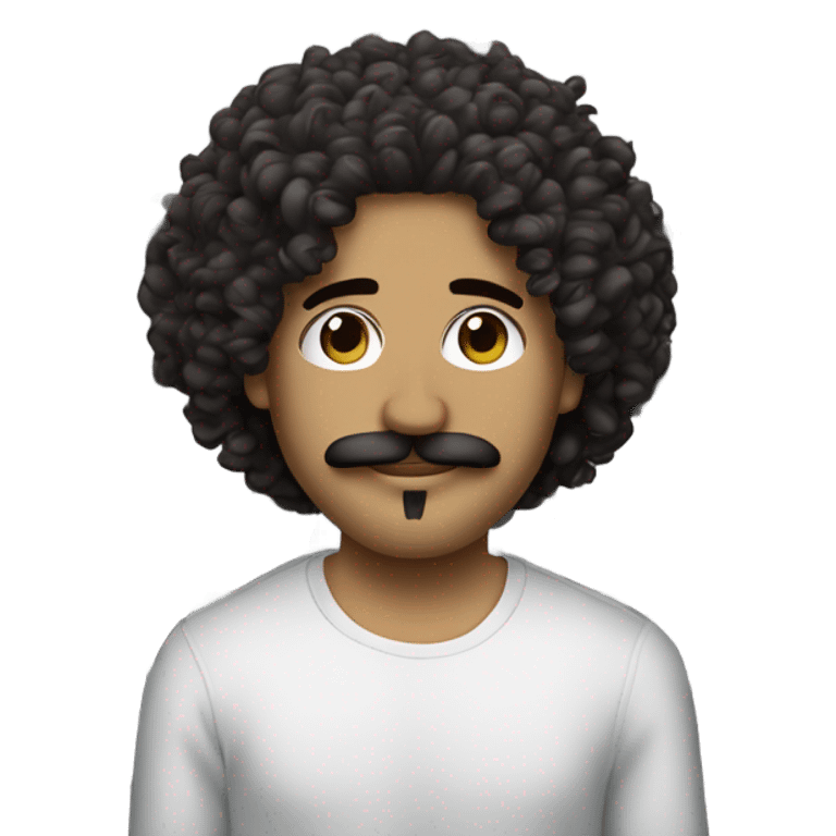 curly haired man with mustache as a DJ emoji