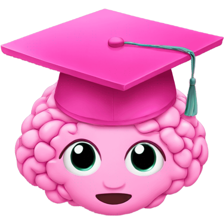 pink brain in a pink graduation hat emoji