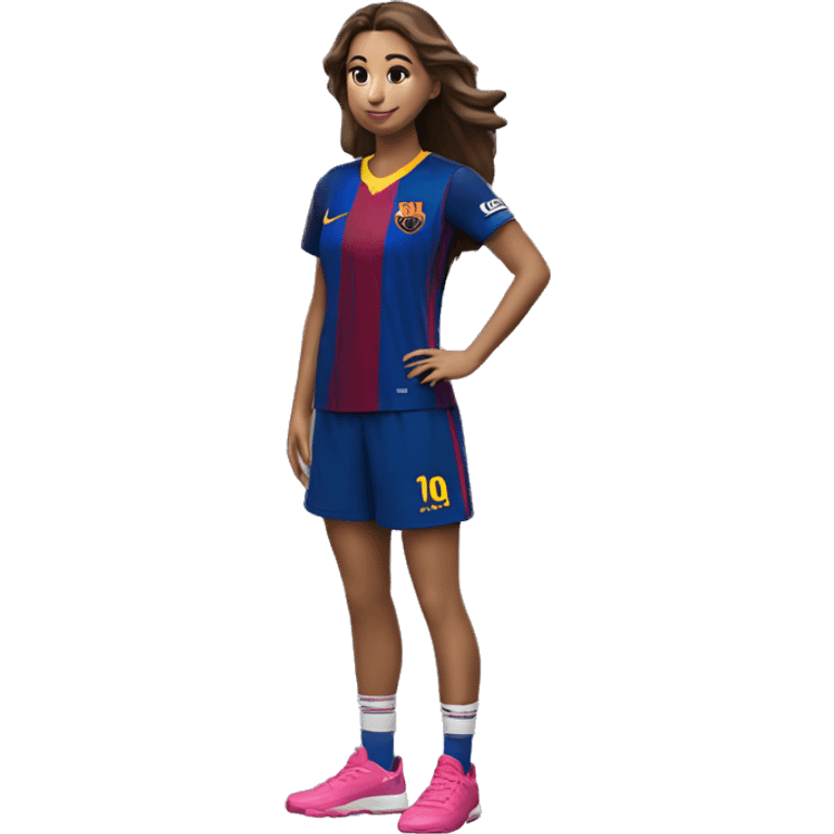 Chica con la camiseta del fcbarcelona  emoji