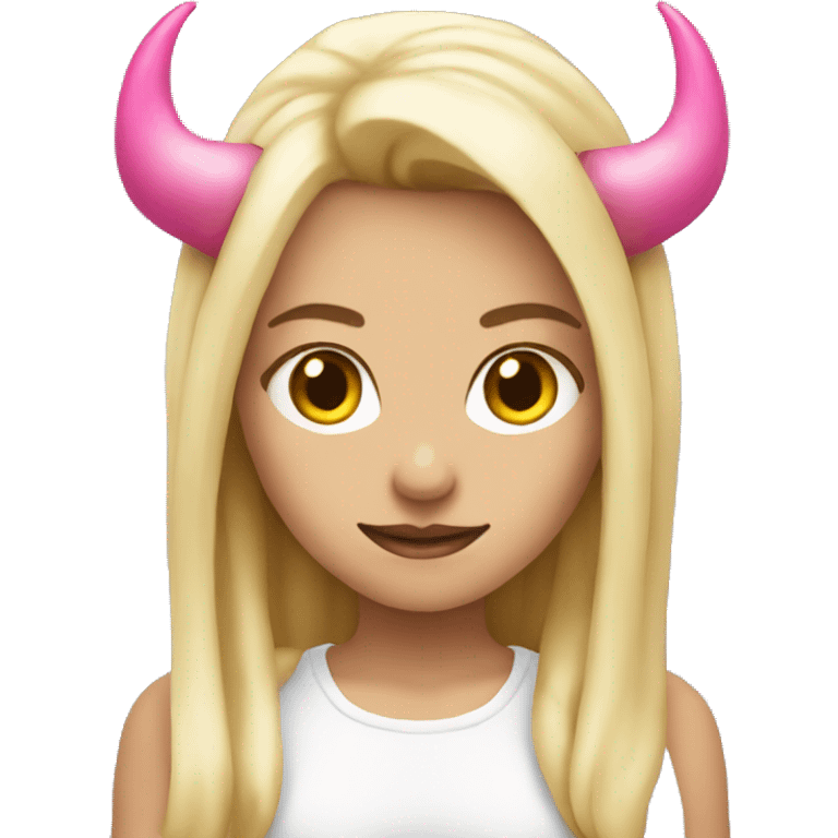 blonde girl with pink demon horns emoji