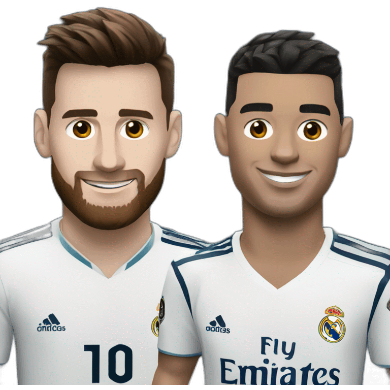 Messi and Ronaldo with Real Madrid Jersey emoji