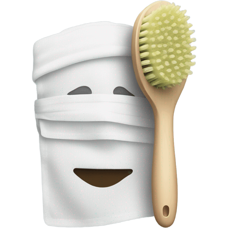 Facial brush with masque on I emoji