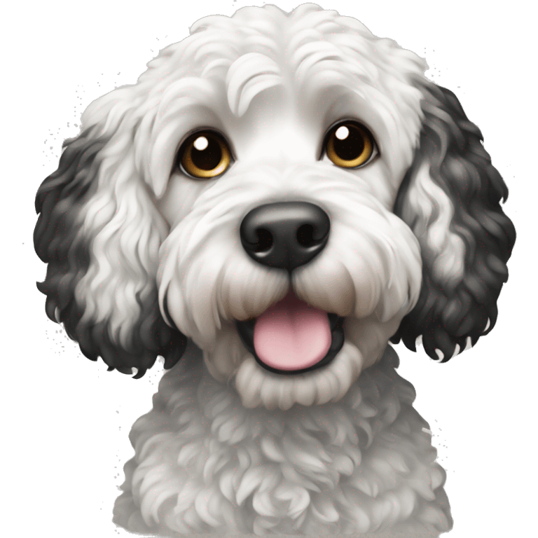 tall black and white doodle cockapoo  emoji