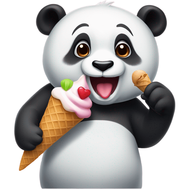 Panda eating ice cream emoji