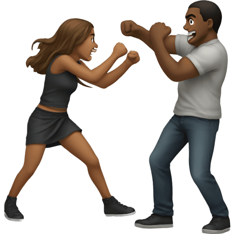 girl fighting guy emoji