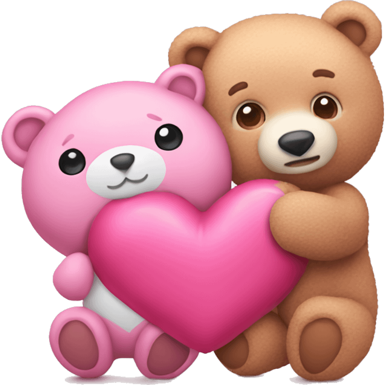 Pink heart with stuffed bear  emoji