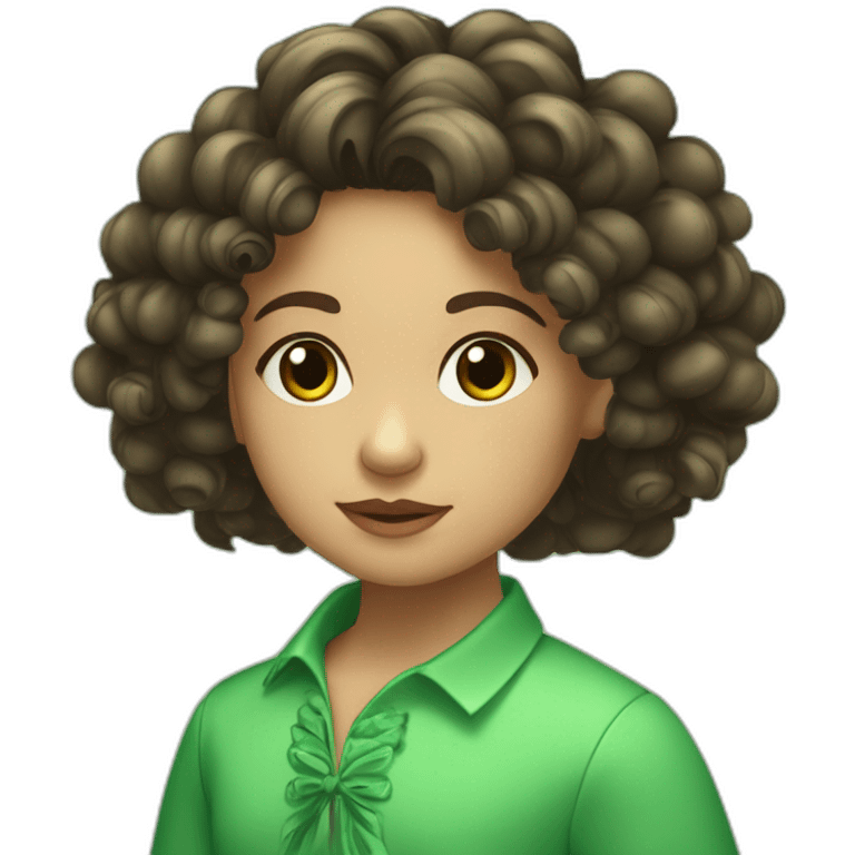 Niña morena con rizos y ojos verdes claros emoji