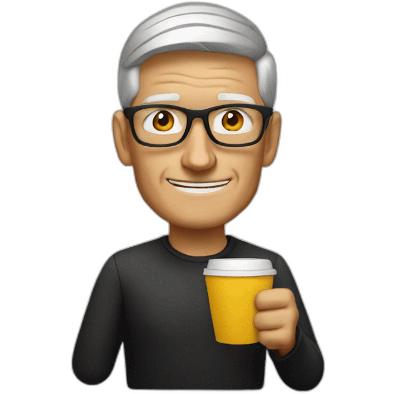 Tim Cook with coffee emoji