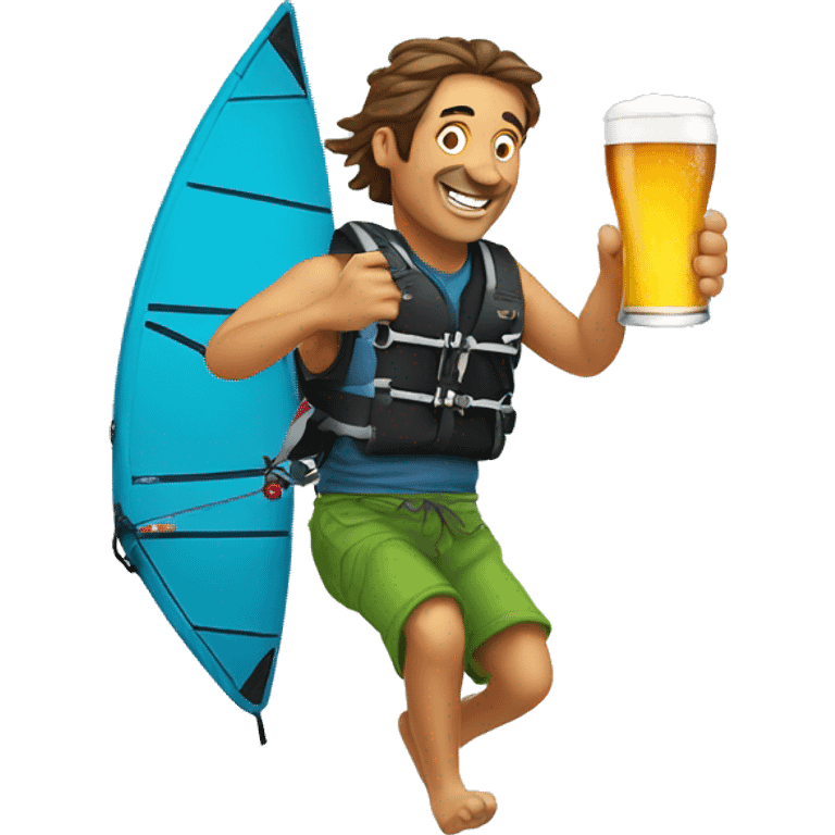 Kitesurfer holding a beer emoji