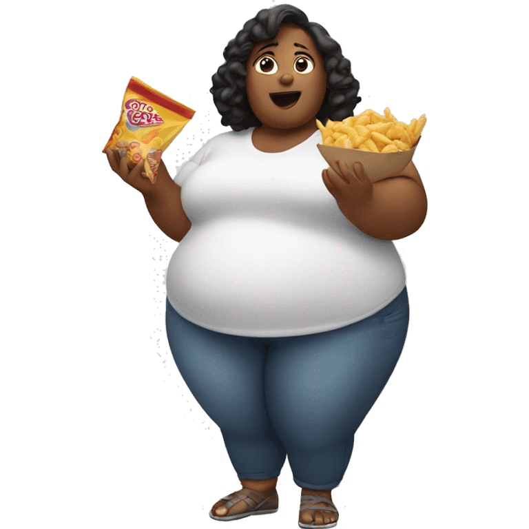 Fat woman reaching for snacks emoji