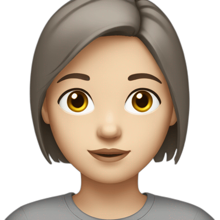 Girl with white skin and brown short hair, grey eyes and grey t-shirt emoji