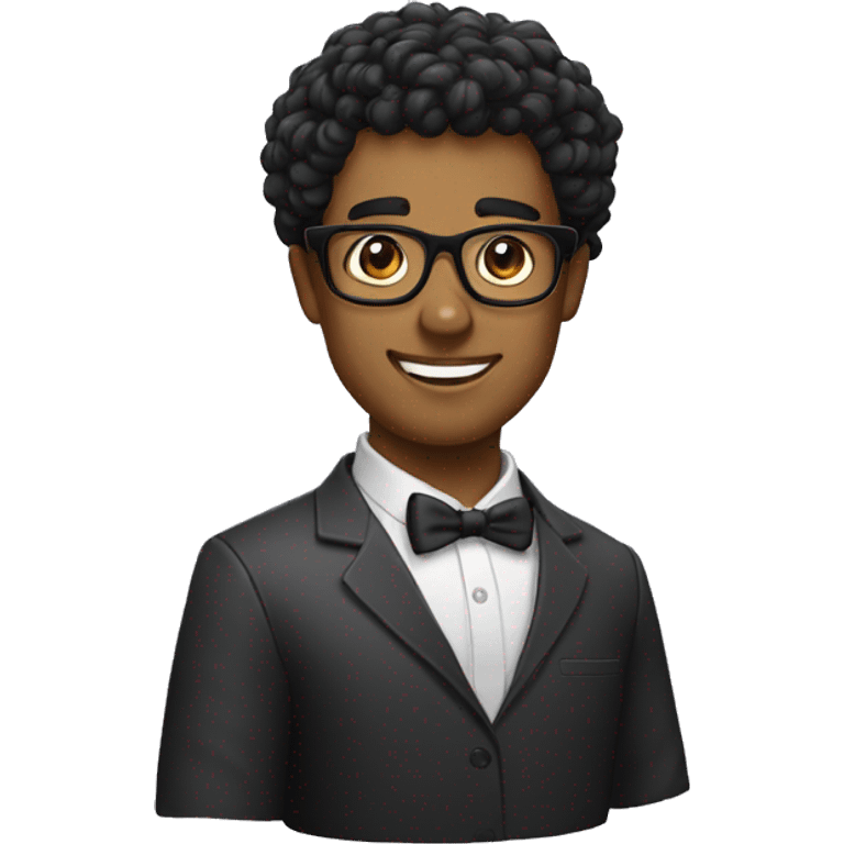 Nerd de cabelo preto e cumprido emoji