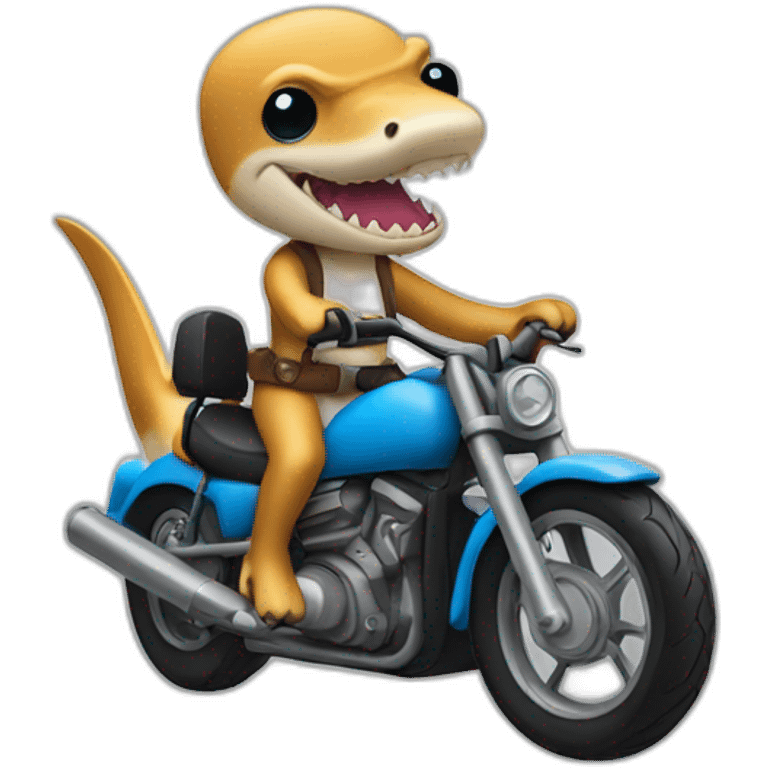 Hammerhead shark riding a motorcycle emoji