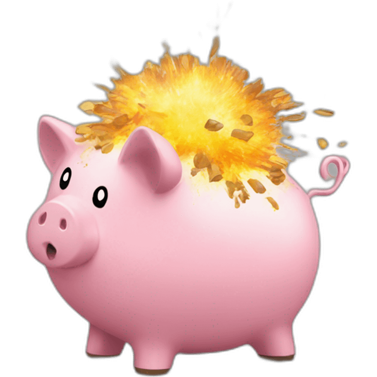 Piggy bank exploding from being full emoji