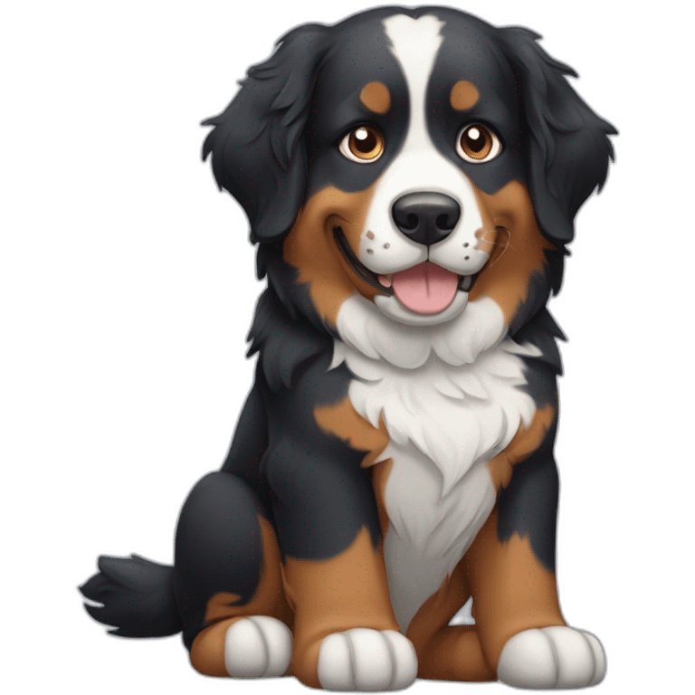 Bernese dog with grey cat emoji