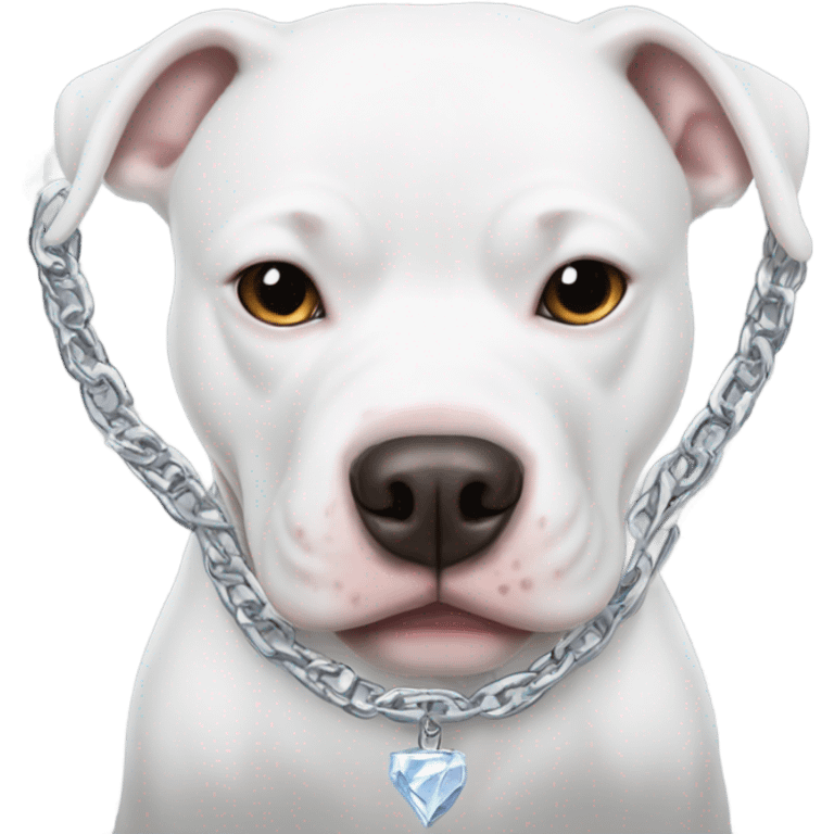 White pitbull with chain that says ice  emoji