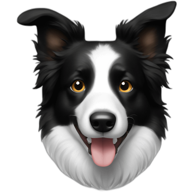 black and white border collie smile emoji