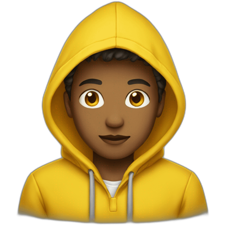 A young boy wearing yellow hoody emoji