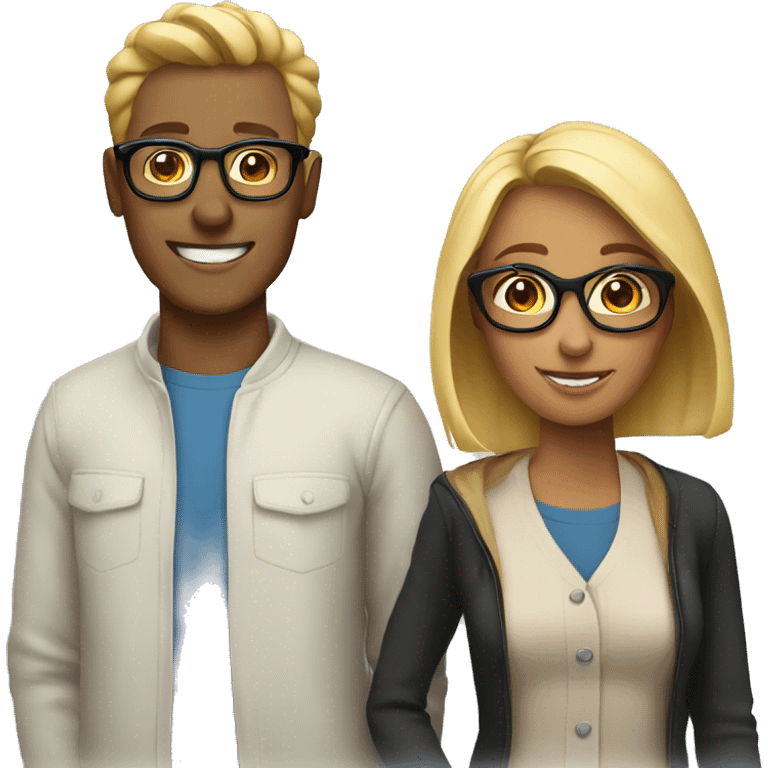 Couple with glasses on emoji